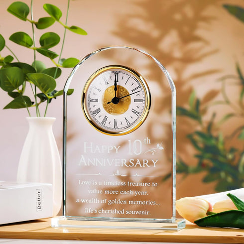 10 Year Anniversary Glass Clock Gift